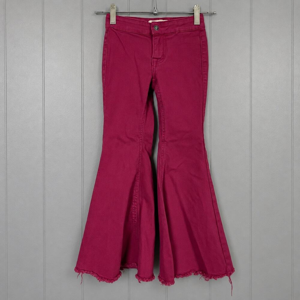 Rock & Roll Denim Girls 7 Pink Bargain Button Bell Bottom Flare Jeans Western
